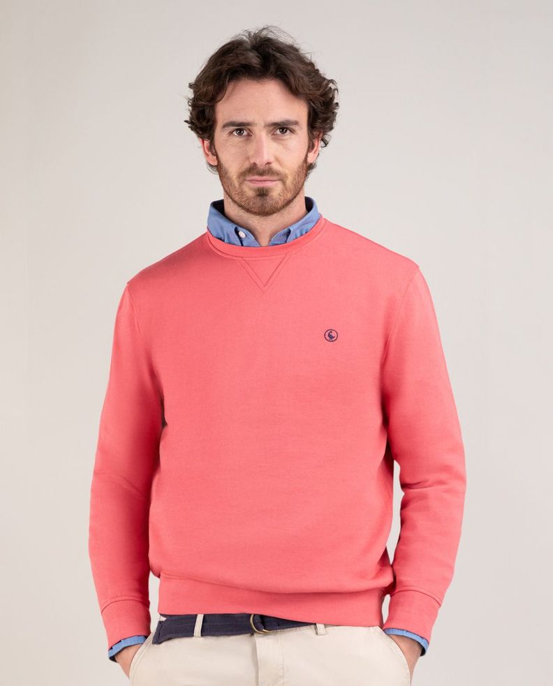 Sudadera Cuello Caja Garment Dyed Rojo HOMBRE PV 25