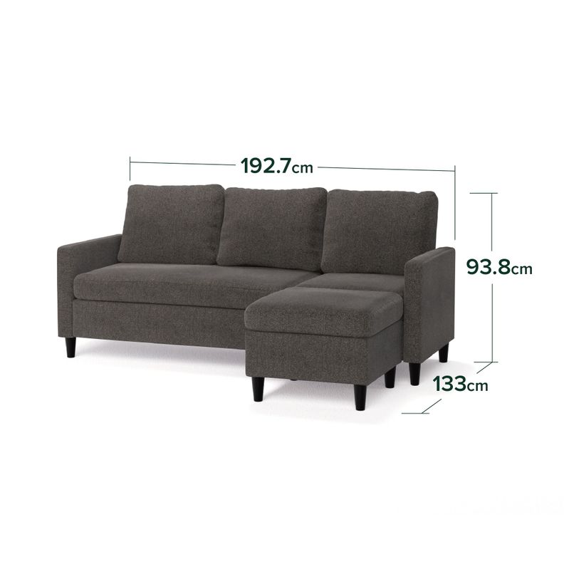 Sofá Zinus Hudson seccional 3 cuerpos Gris Oscuro-1