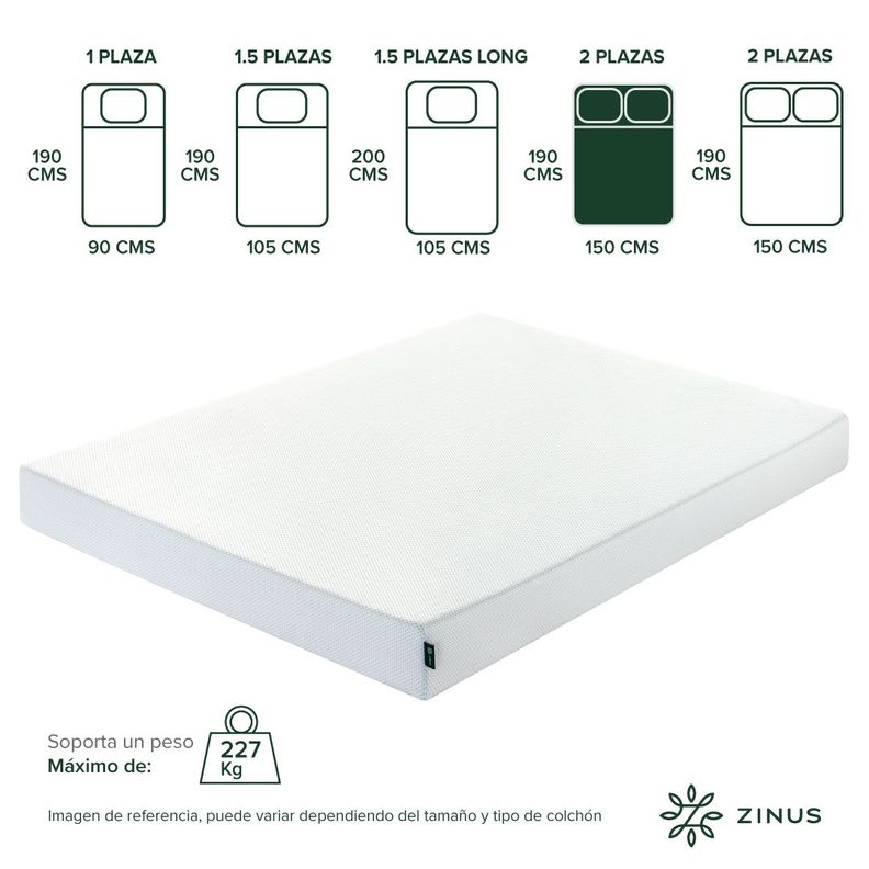 Colchón Zinus 2 Plazas 150x190x15cm Espuma y Fresco-1