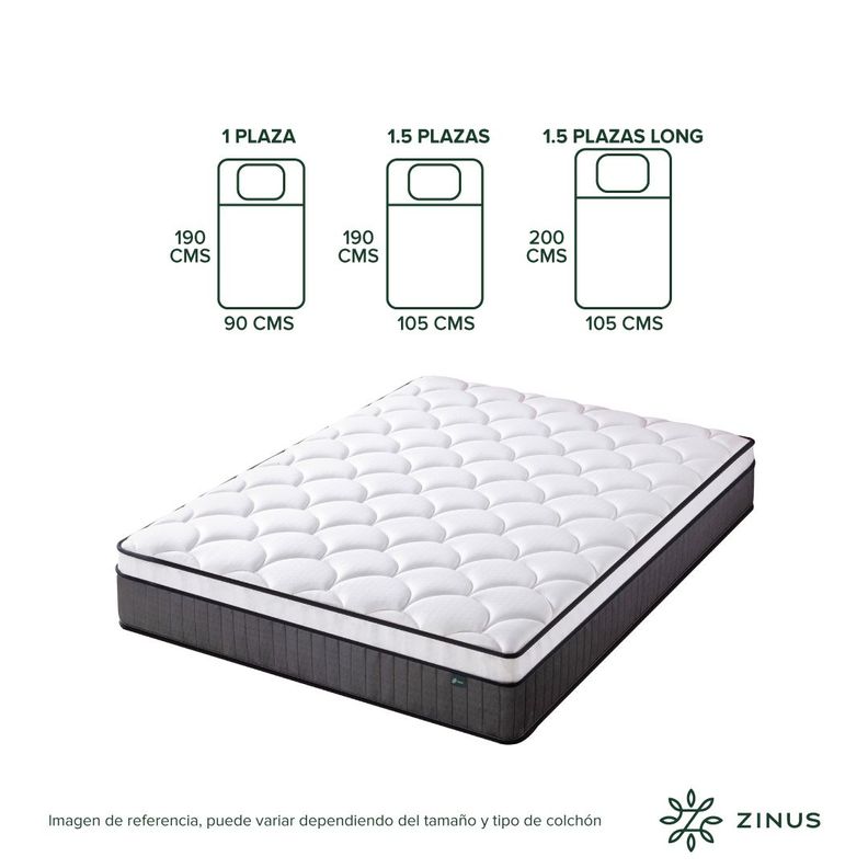 Colchón Zinus King 180x200x30cm Espuma y Resortes Pocket-2