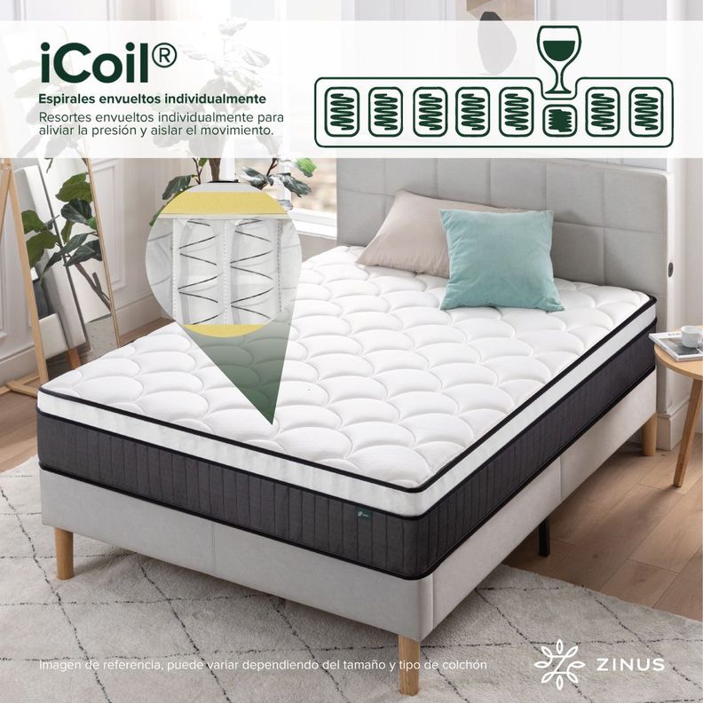 Colchón Zinus King 180x200x30cm Espuma y Resortes Pocket-5