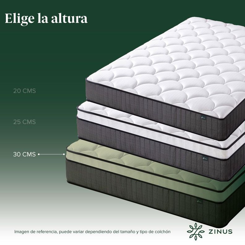 Colchón Zinus King 180x200x30cm Espuma y Resortes Pocket-6