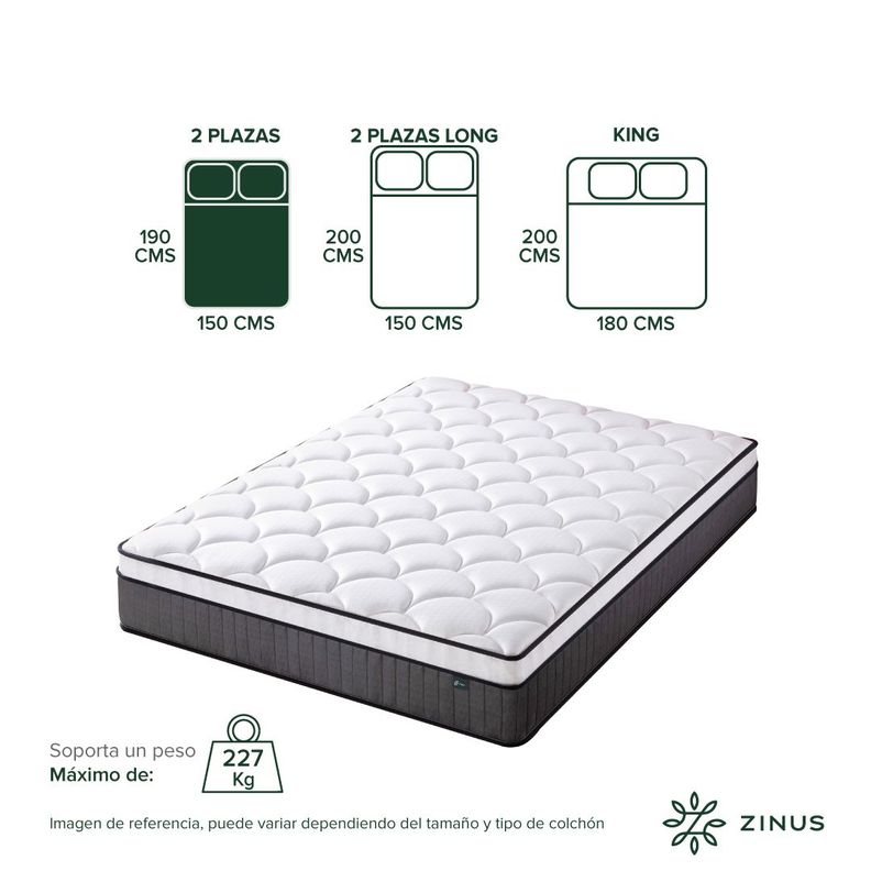 Colchón Zinus 2 Plazas 150x190x25cm Espuma y Resortes Pocket-3