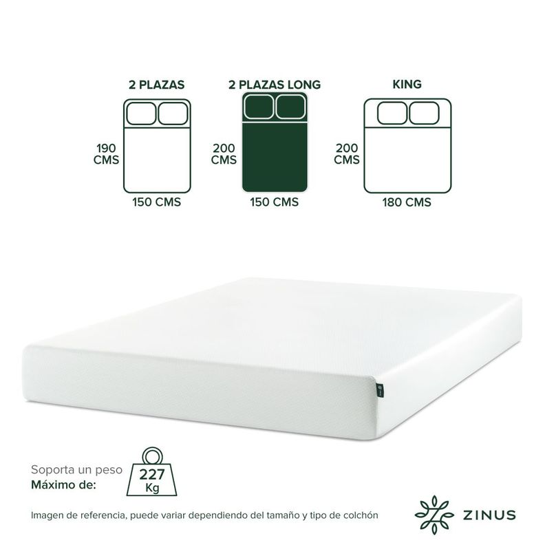 Colchón Zinus 2 Plazas Long 150x200x25cm Espuma Alivia Pres-3