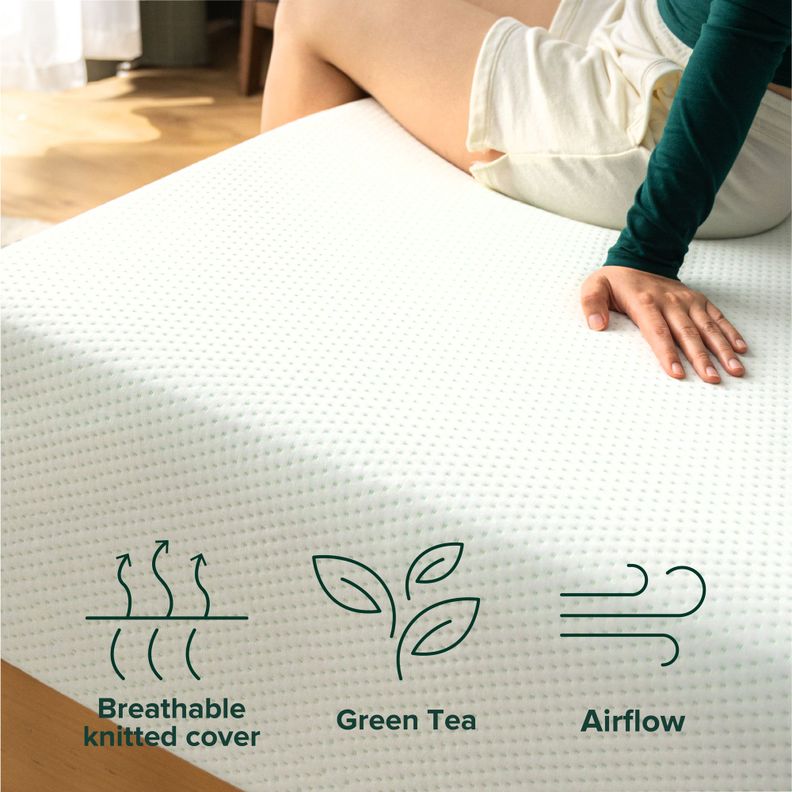 Colchón Espuma Zinus Green Tea 2 Plazas Long  150x200x30cm-4