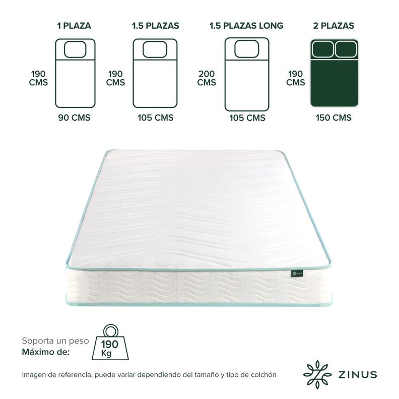 Colchón Zinus Caja 2 Plazas 150x190x15cm de Resortes Bonell-1