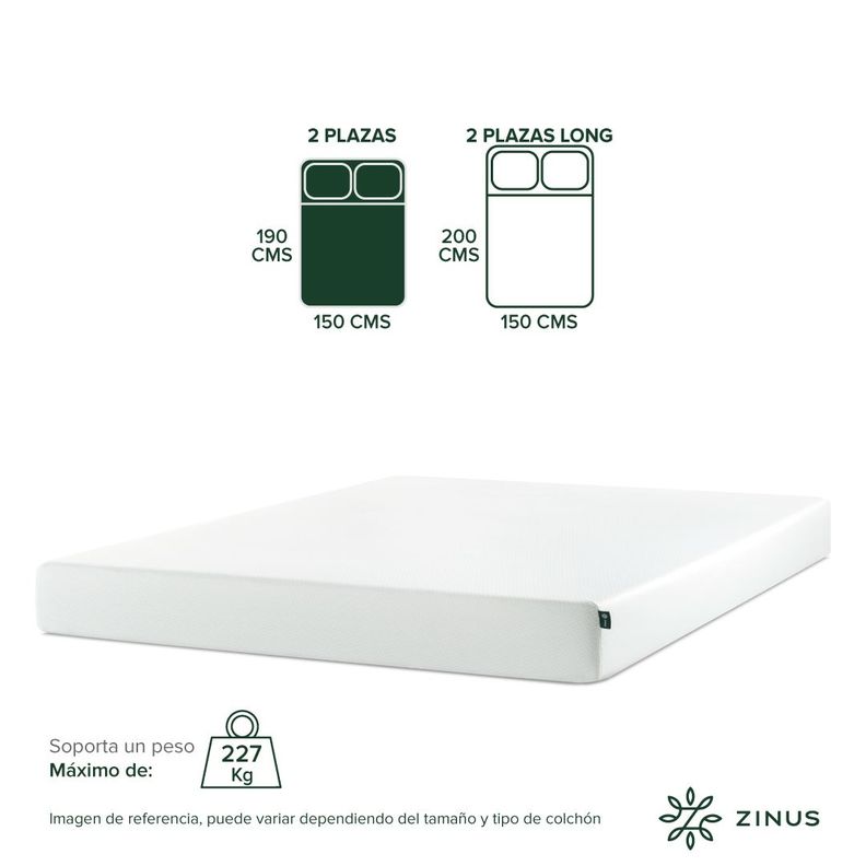 Colchón Zinus 2 Plazas 150x190x15cm Espuma Alivia Presión-3