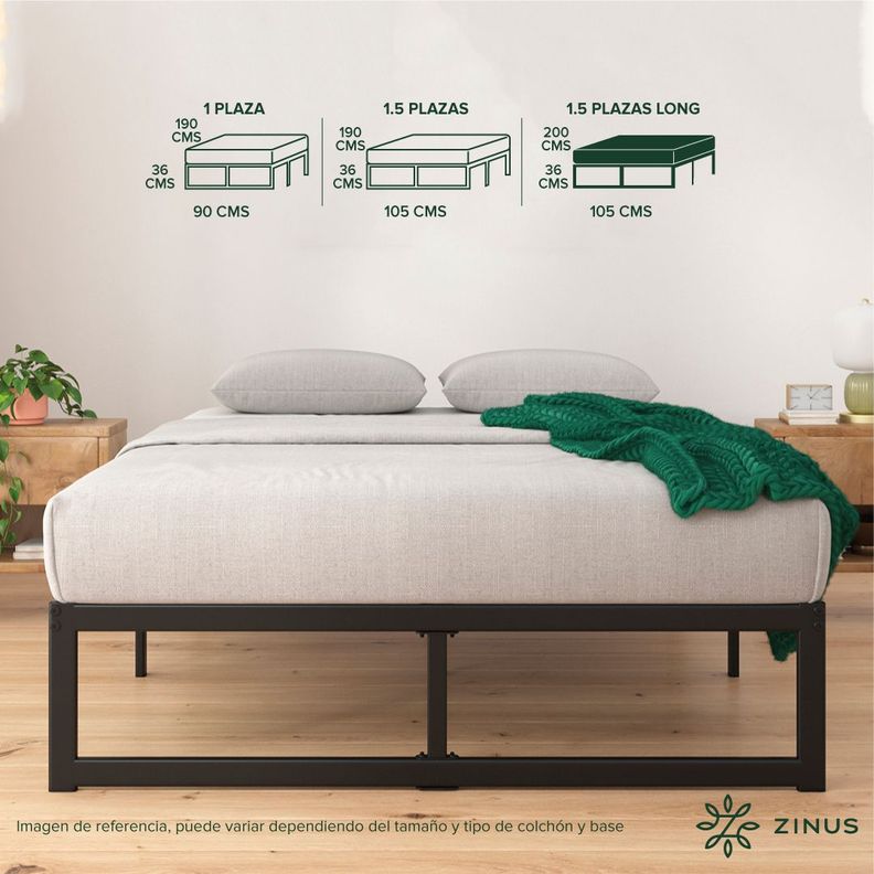 Cama Abel Zinus Colchón Espuma 1.5 Plazas Long 25cms-2