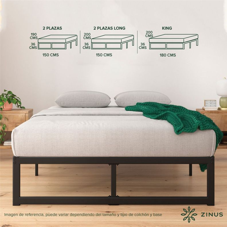 Cama Abel Zinus Colchón Espuma 1.5 Plazas Long 25cms-3
