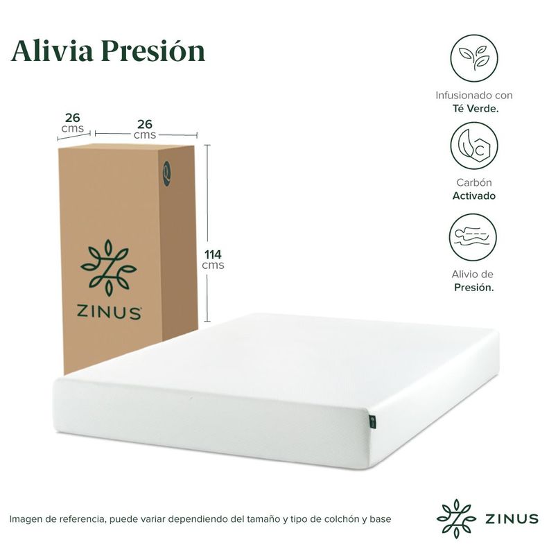 Cama Abel Zinus Colchón Espuma 1.5 Plazas Long 25cms-4