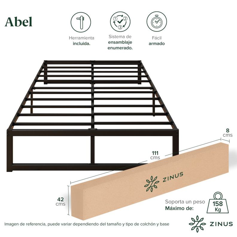Cama Abel Zinus Colchón Espuma 1.5 Plazas Long 25cms-5