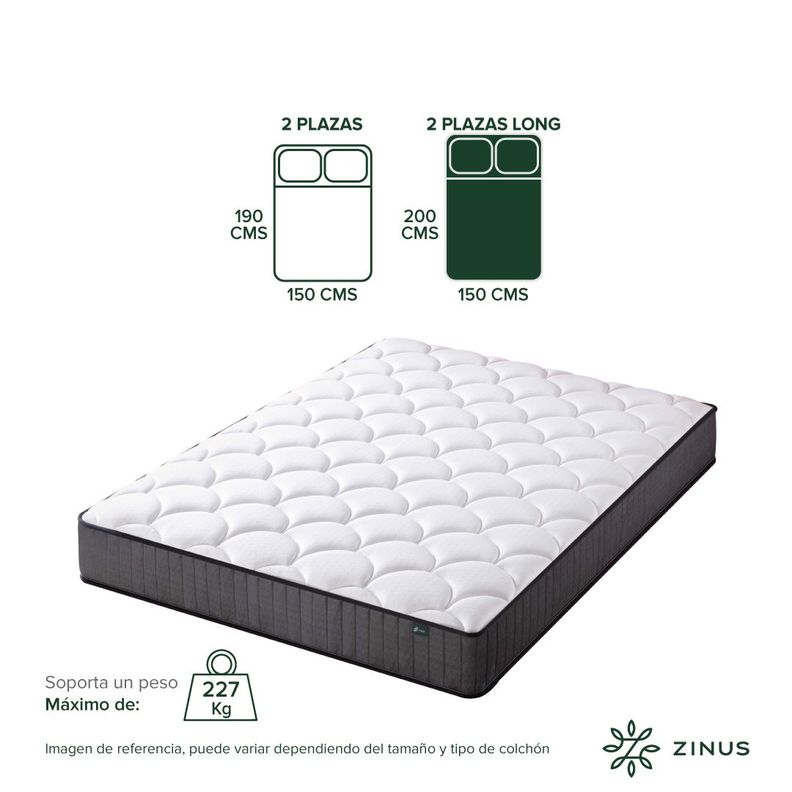 Colchón Zinus 2 Plazas Long 150x200x20cm Espuma y Resortes-3