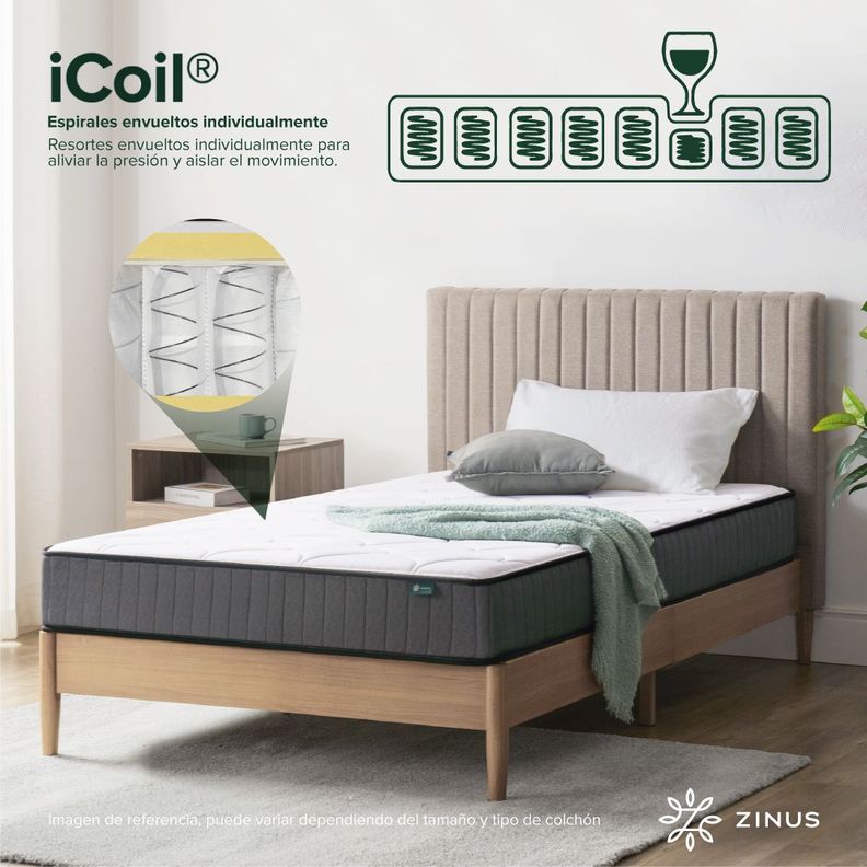 Colchón Zinus 2 Plazas Long 150x200x20cm Espuma y Resortes-5
