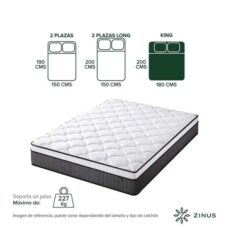 Colchón Zinus King 180x200x25cm Espuma y Resortes Pocket-3