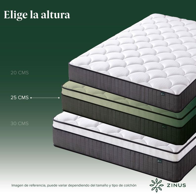 Colchón Zinus King 180x200x25cm Espuma y Resortes Pocket-6
