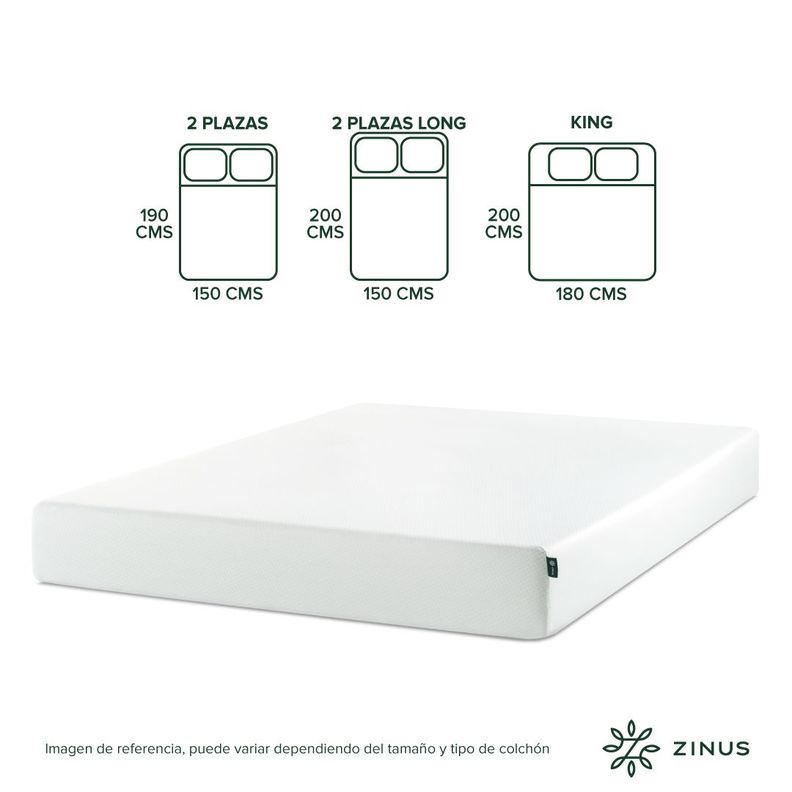 Colchón Zinus 1.5 Plazas Long  105x200x25cm Espuma Alivia Pr-3