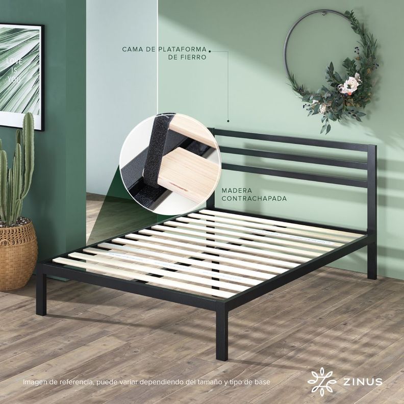 Base cama con respaldo MIA Zinus 1,5 plaza long 105x200x36cm-4