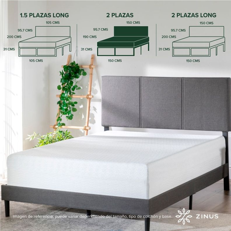 Cama Cambril Zinus Colchon Espuma Green Tea 2 Plazas-2