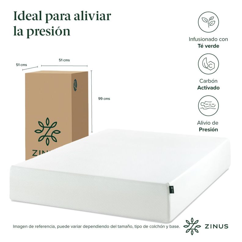 Cama Cambril Zinus Colchon Espuma Green Tea 2 Plazas-4