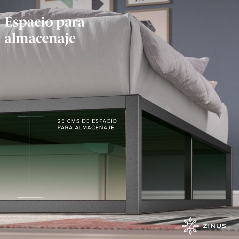Cama Joseph Zinus Colchón Espuma 2 Plazas Long 25cms-6