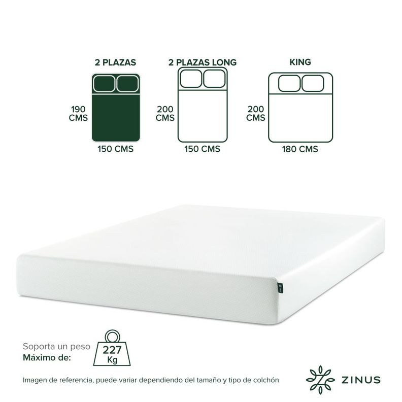 Colchón Zinus 2 Plazas 150x190x25cm Espuma Alivia Presión-3