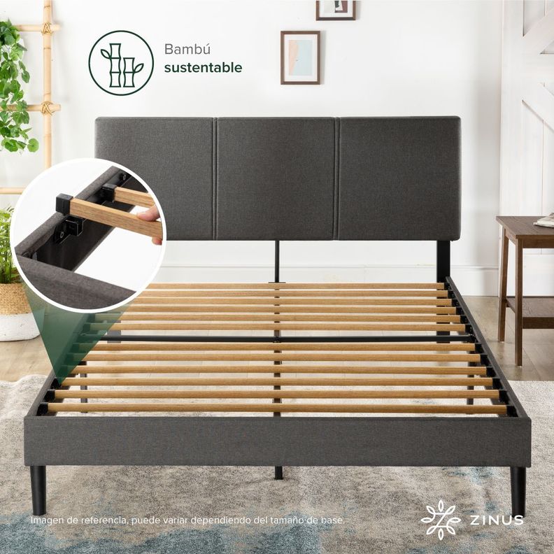 Base cama CAMBRIL respaldo Zinus 2 Plazas Long 150x200x30cm-4
