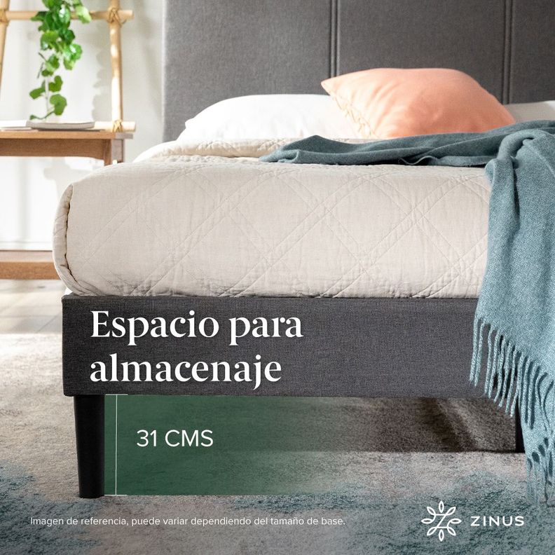 Base cama CAMBRIL respaldo Zinus 2 Plazas Long 150x200x30cm-6