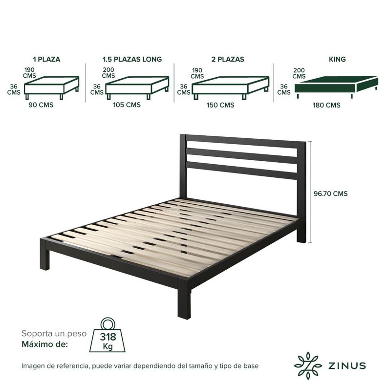 Base de cama con respaldo MIA Zinus King 180x200x36cm-2