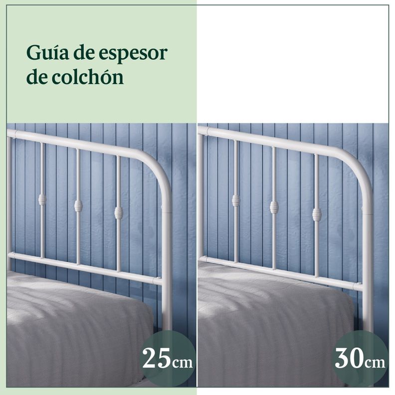 Base de cama de metal blanca HEIDI Zinus 1 plaza 90x190x30cm-4