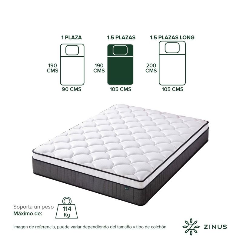 Colchón Zinus 1.5 Plazas 105x190x30cm Espuma y Resortes-2