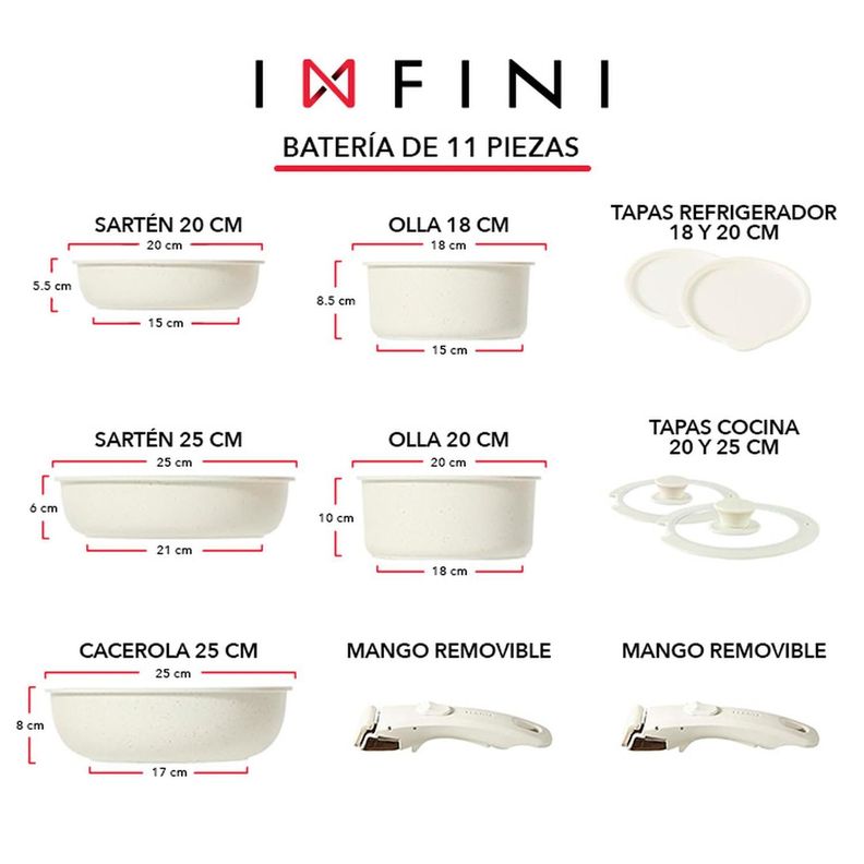Batería de Cocina Antiadherente Granito 11 piezas Infini-7