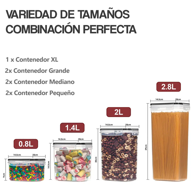 Set De 7 Contenedores Almacenamiento Herméticos Haussen-2
