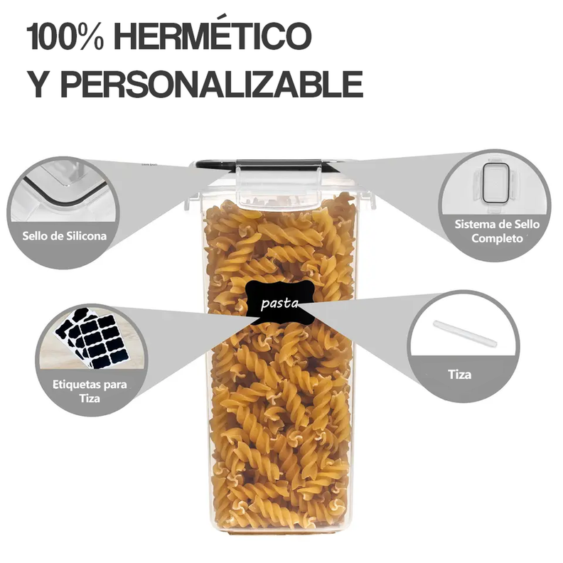 Set De 7 Contenedores Almacenamiento Herméticos Haussen-4