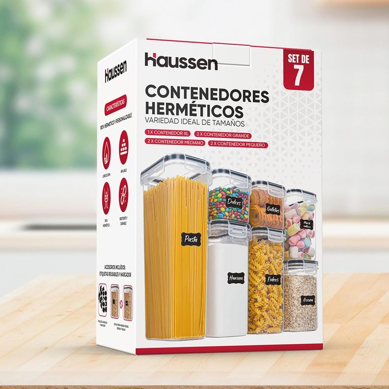 Set De 7 Contenedores Almacenamiento Herméticos Haussen-5