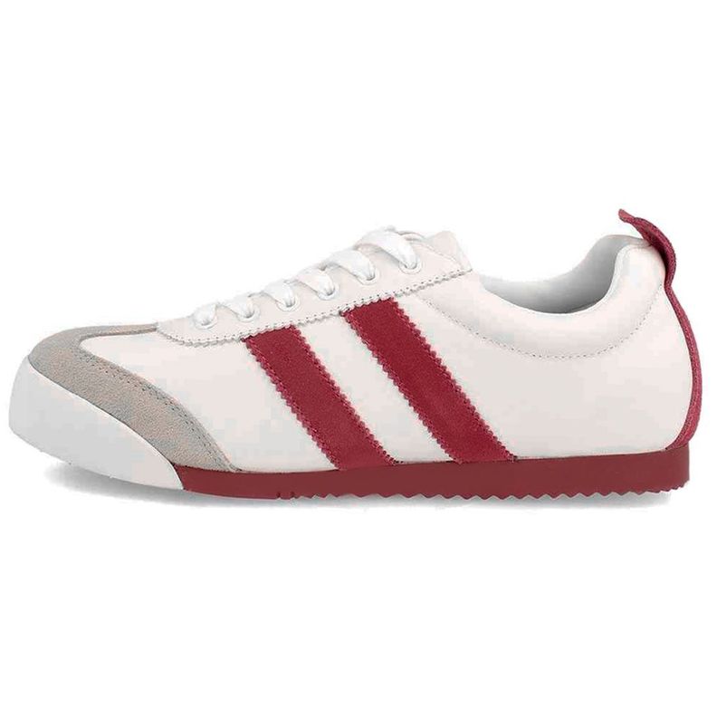 Zapatilla North Star Unisex Retro Premium Cuero Blanco y Burdeo-3