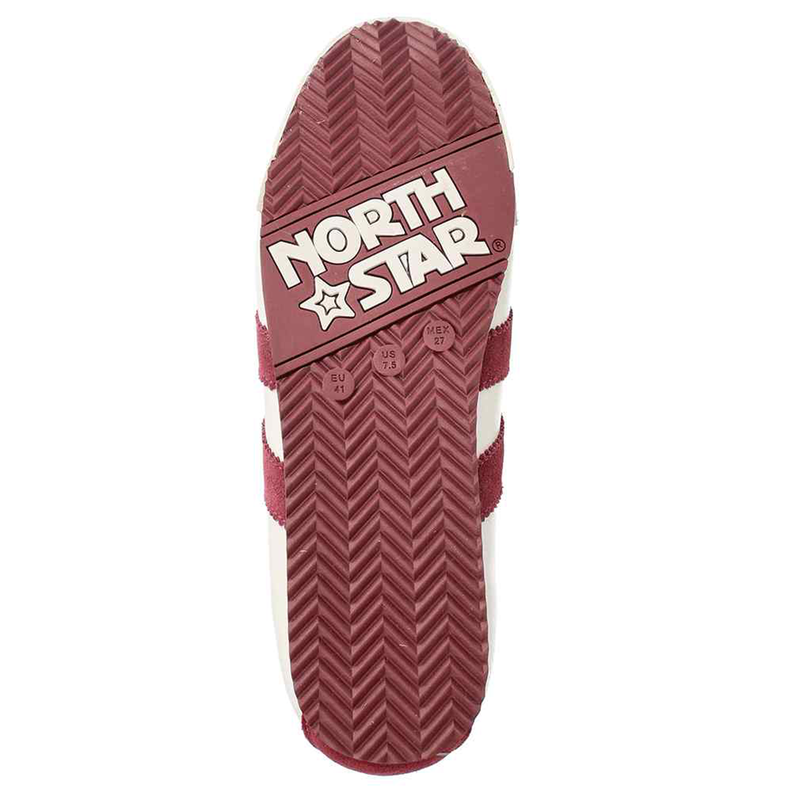 Zapatilla North Star Unisex Retro Premium Cuero Blanco y Burdeo-6