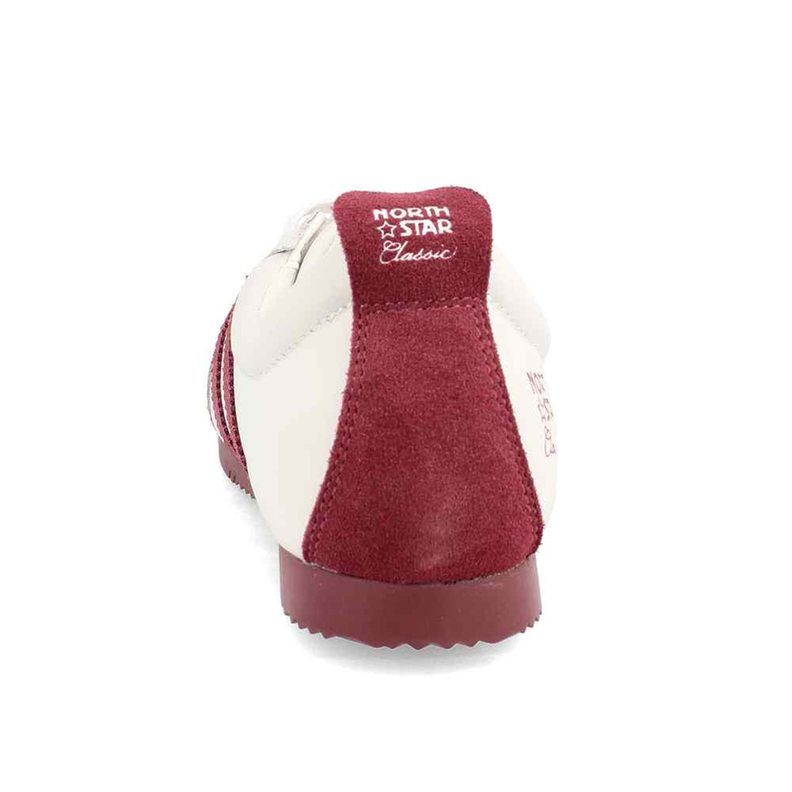 Zapatilla North Star Unisex Retro Premium Cuero Blanco y Burdeo-2