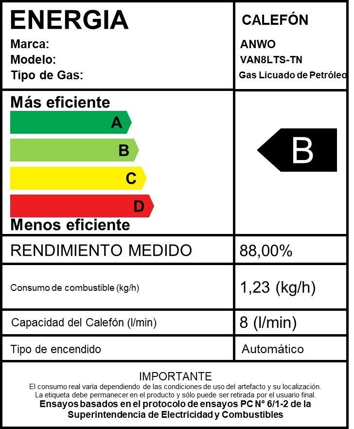 Calefón Anwo 8 Litros Gas Licuado Tiro Natural -5
