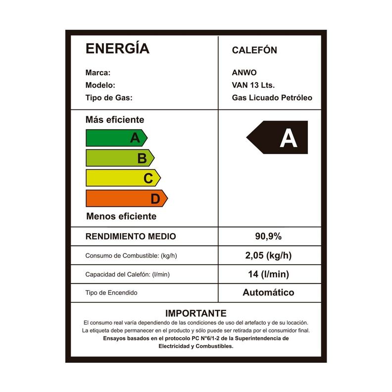 Calefon Tiro Forzado Anwo 13 Litros Gas Licuado-5