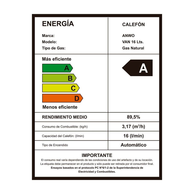 Calefon Tiro Forzado Anwo 16 Litros Gas Natural-5