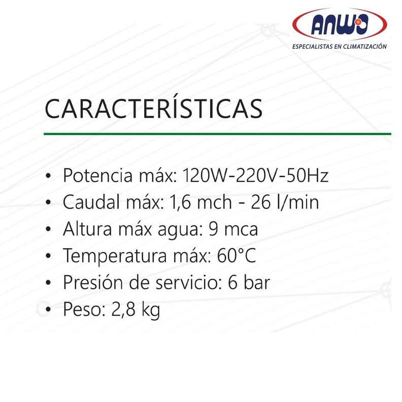 Bomba Presurizadora Anwo para calefones BBAPRESANWO-9/26-3