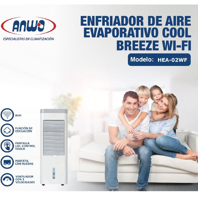 Enfriador de Aire Evaporativo Anwo Cool Breeze Wifi HEA-02WF-2