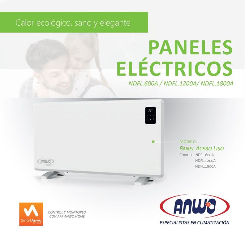 Estufa Eléctrica Anwo Panel Convectivo Liso NDFL.600A 600W C/Wifi-3