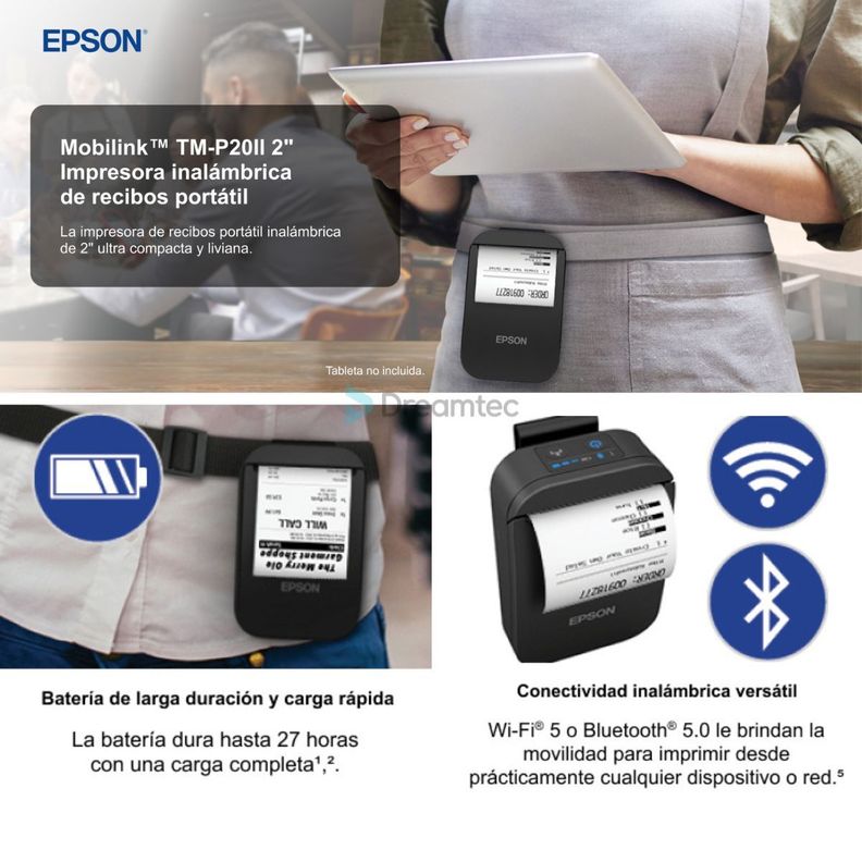 Impresora portatil de recibos  Epson TM-P20II de 2”-5