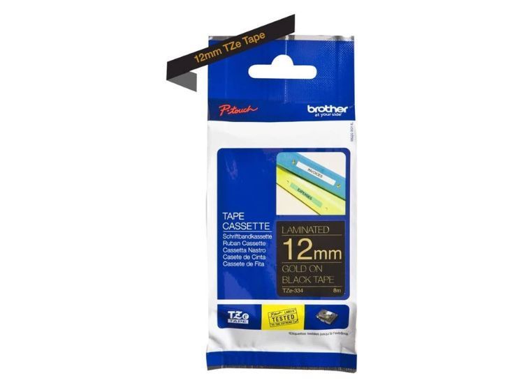 Etiquetas TZE-334 12MM Oro sobre negro-0