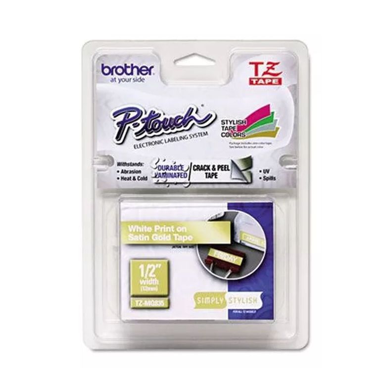 Etiquetas Brother TZe-MQ835 12mm Blanco Sobre Dorado-0