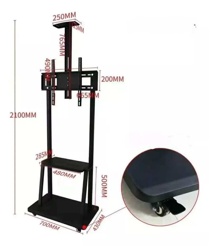 Soporte Rack Tv Base Pedestal Rueda Televisor De 32 A 70Pulgadas-3