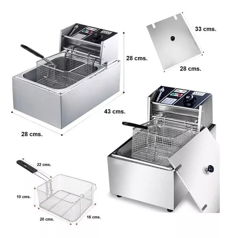 Freidora industrial Hoffmans HM-88-1 6L acero inoxidable 220V-240V-4