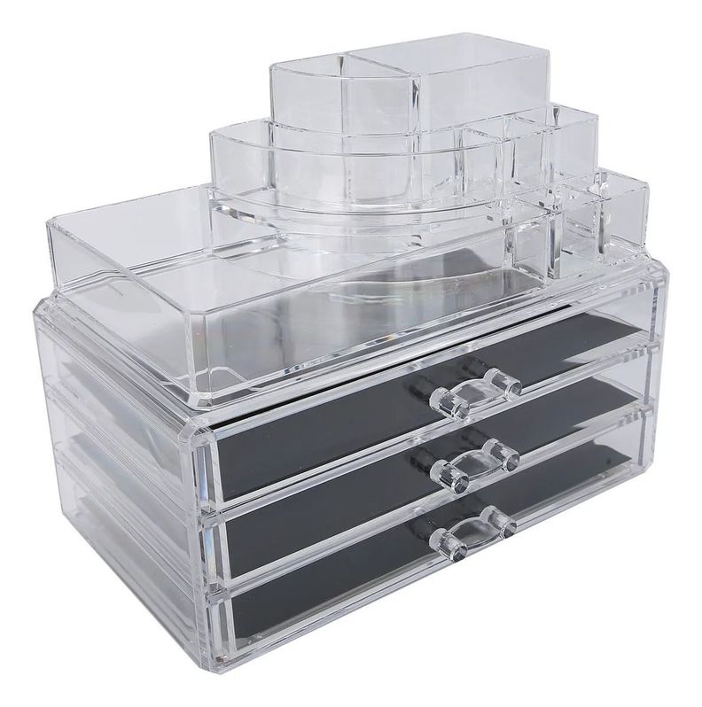Organizador De Maquillaje Acr lico 3 Compartimientos Transparente