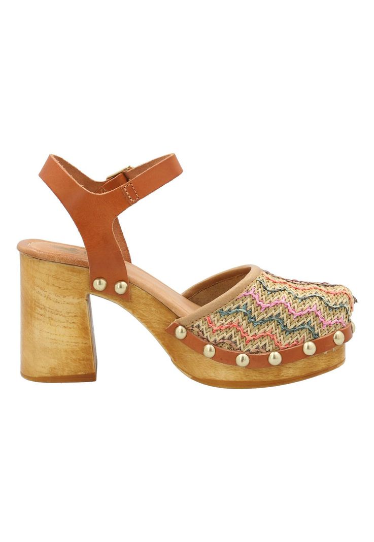 Sueco Cuero Mujer Azafran Multicolor -0